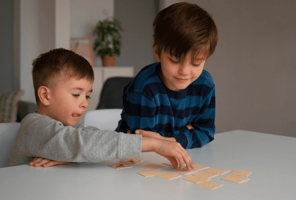 Children engrossed in problem solving activities